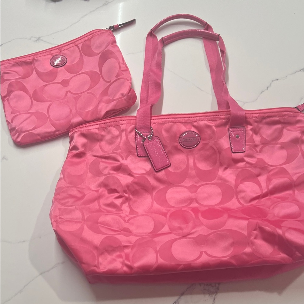 Coach Pink Signature Tote Bag
